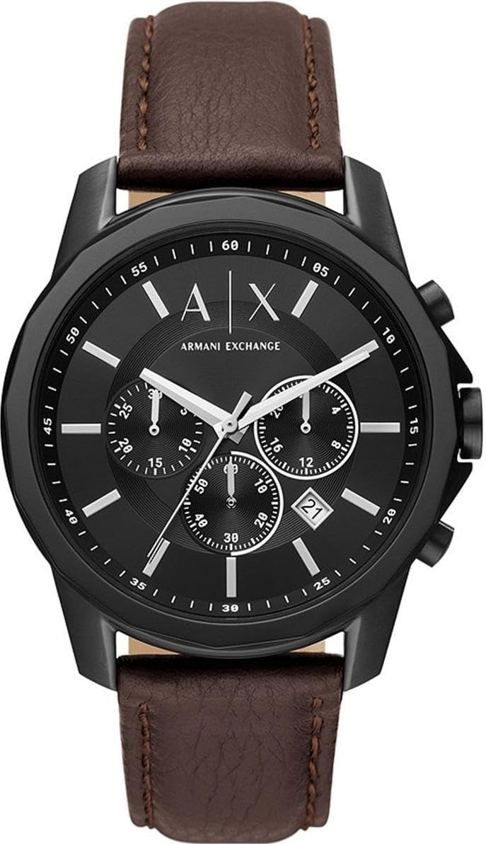 Detalle de Armani Exchange Uhr für Herren – Blaues Zifferblatt, Edelstahlgehäuse, Quarz-Chronograph, 50 m Wasserfest