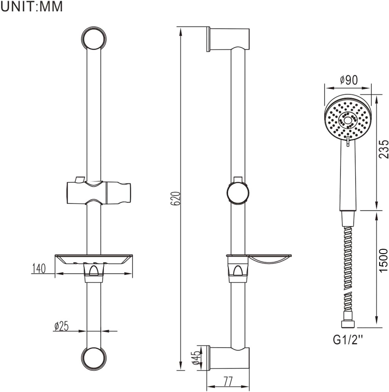 Thumbnail 1 de Ibergrif M20903 Shower Riser Kit review