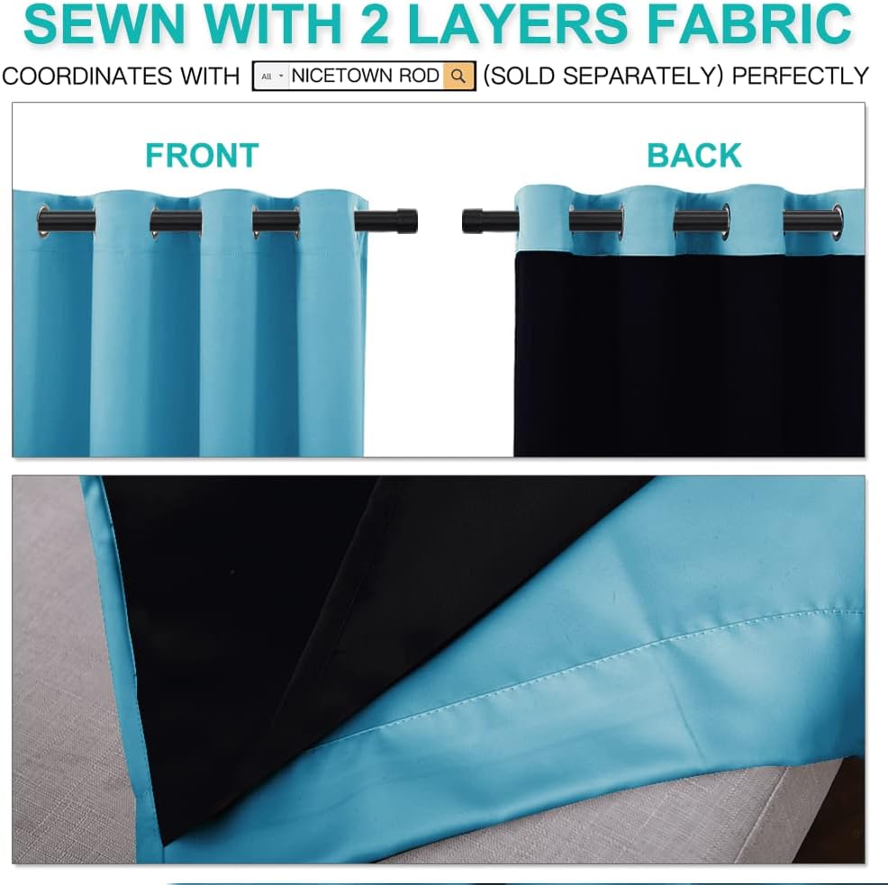 Detalle 2 de NICETOWN 100% Blackout Curtains 70ร108 in ๐ช