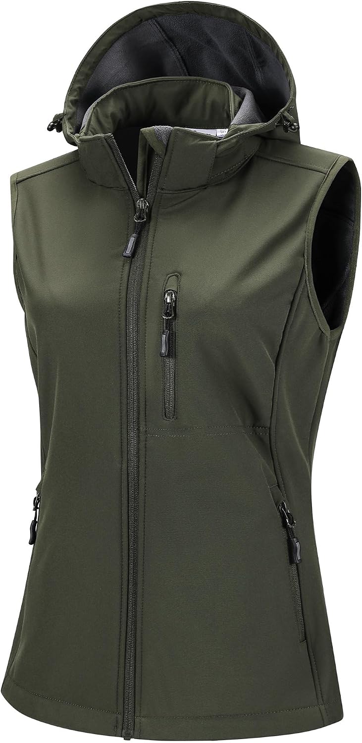 Detalle de 33,000ft Damen Softshell-Weste mit abnehmbarer Kapuze – wasserdicht, winddicht, mit Fleece-Futter und 5 Taschen