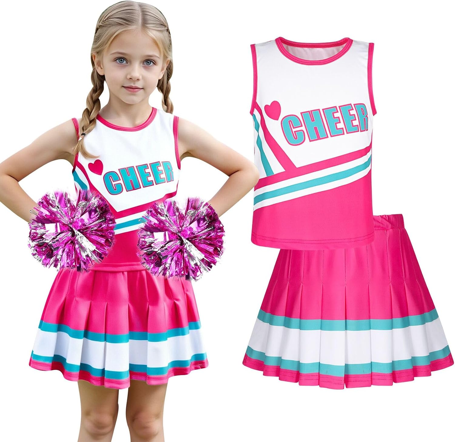 Detalle 2 de COTRIO Girls' Cheerleader Costume, Polyester