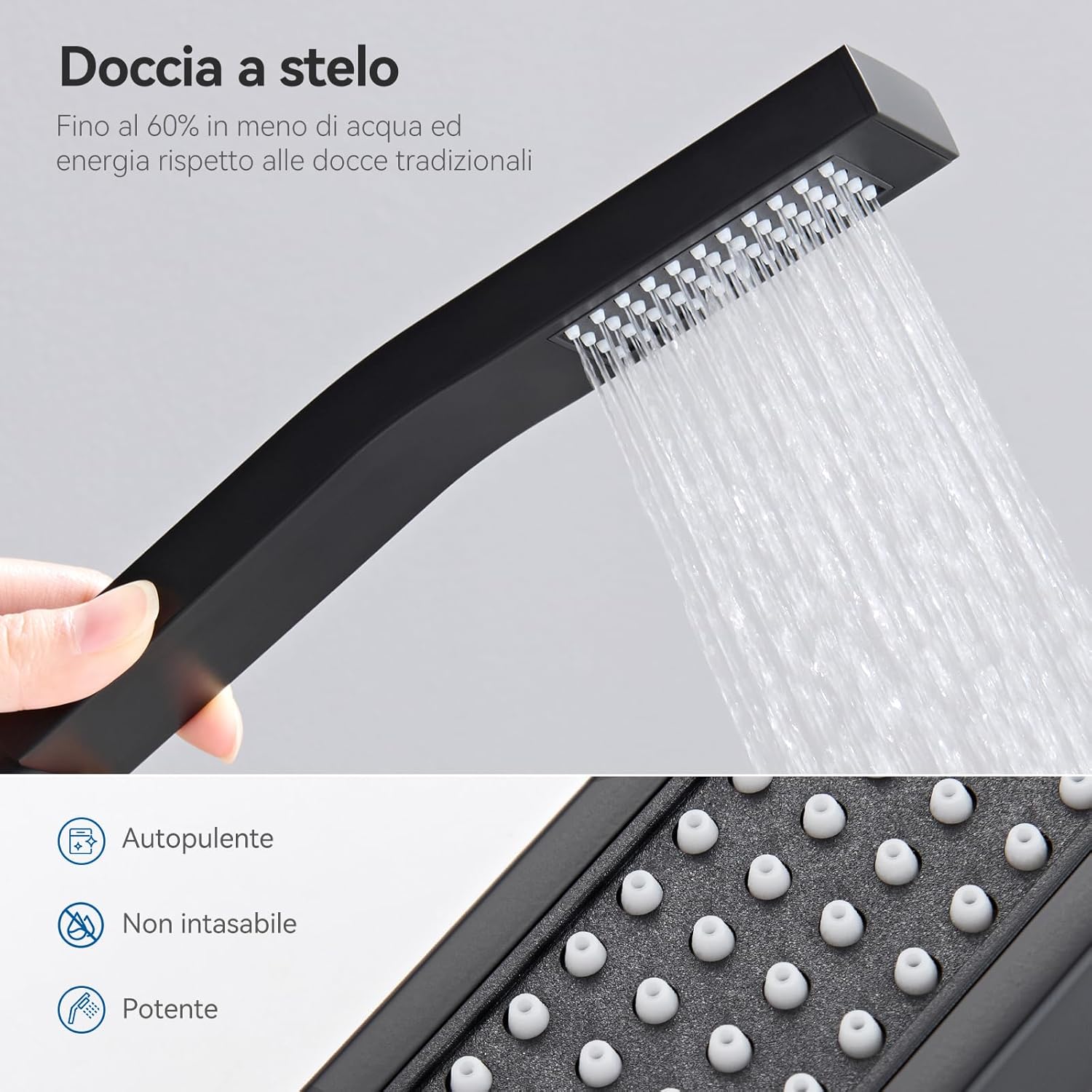Thumbnail 3 de Auralum Colonna Doccia senza Miscelatore: Colonna in acciaio inox 304, altezza regolabile 72–110 cm con soffione 30 cm x 30 cm