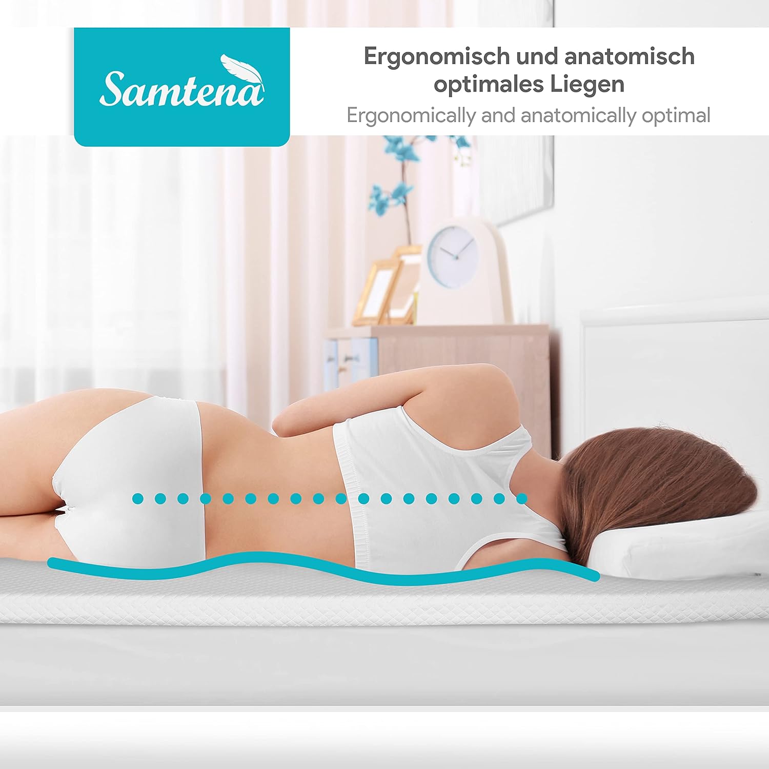 Detalle 2 de Samtena correttore Materasso viscoelastico con Memory Foam 160x200x5 cm