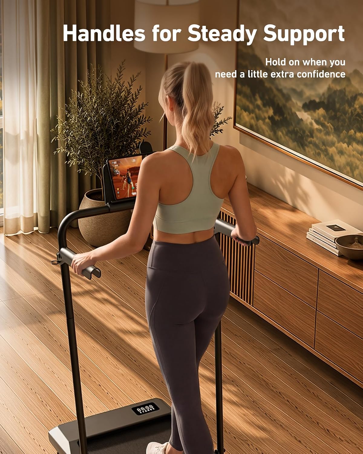 Detalle de MJWW walking pad with handle bar 2-in-1 Treadmill, 2.5 HP, 6% Incline