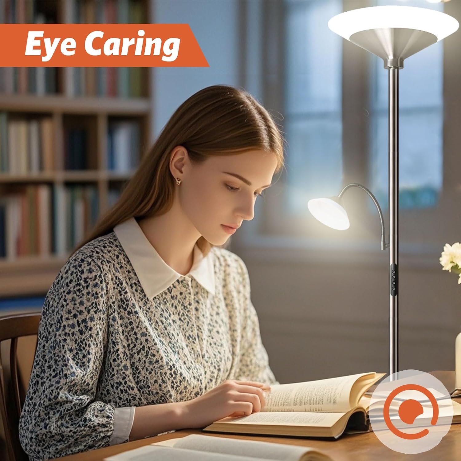 Detalle 2 de BBHome Stehlampe Wohnzimmer LED – 27W Deckenfluter mit 6W Leselampe, dimmbar (3000–6500 K) und Fernbedienung