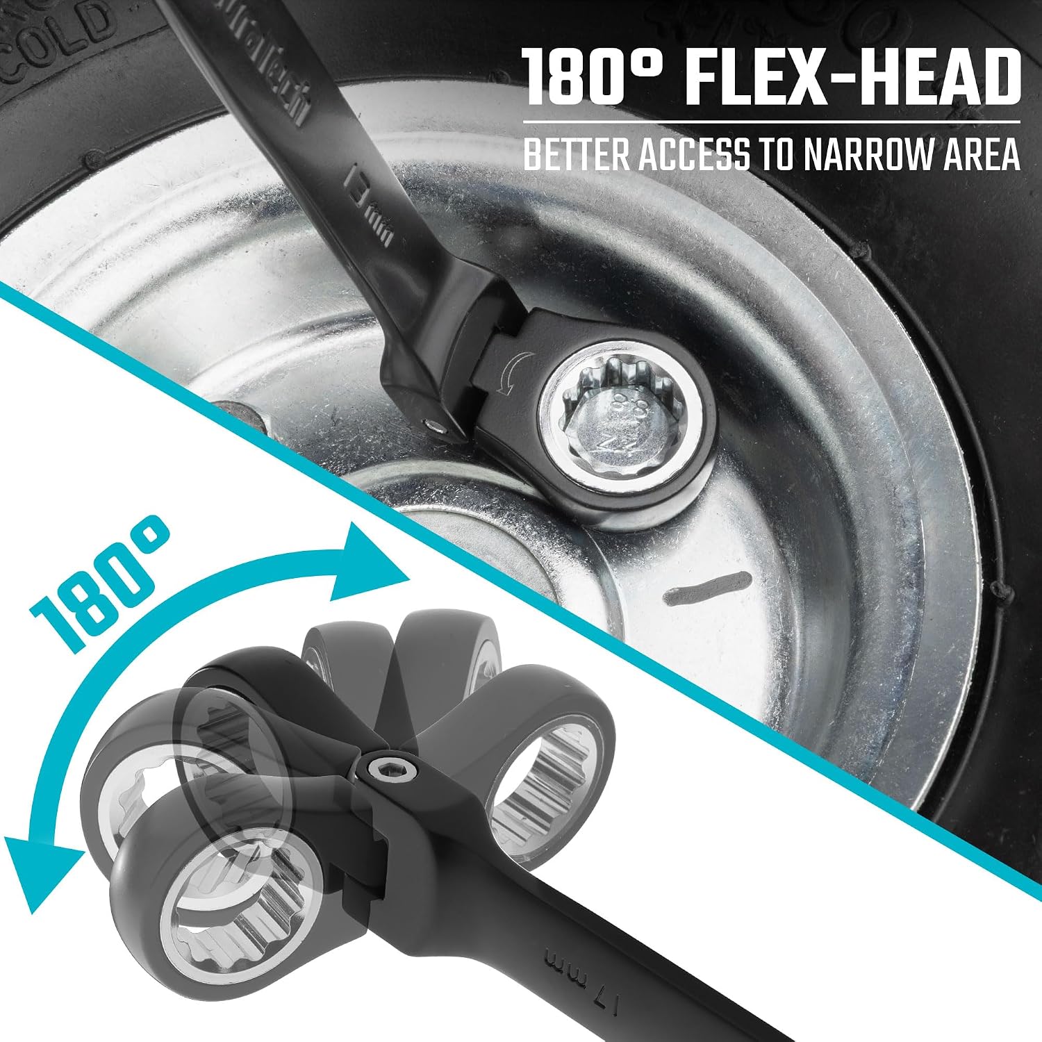 Detalle 2 de DURATECH spärrnyckelsats med flexhuvud, 9 delar, 8–17 mm