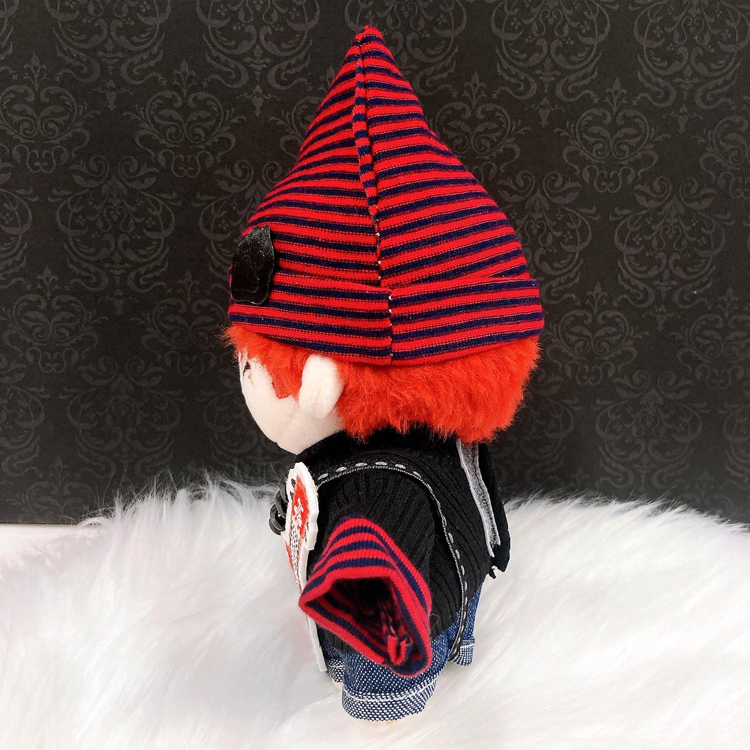 Detalle 2 de 猫耳ニット帽&シャツ&パンツ&ギターセット 10cmぬいぐるみ用 レッド