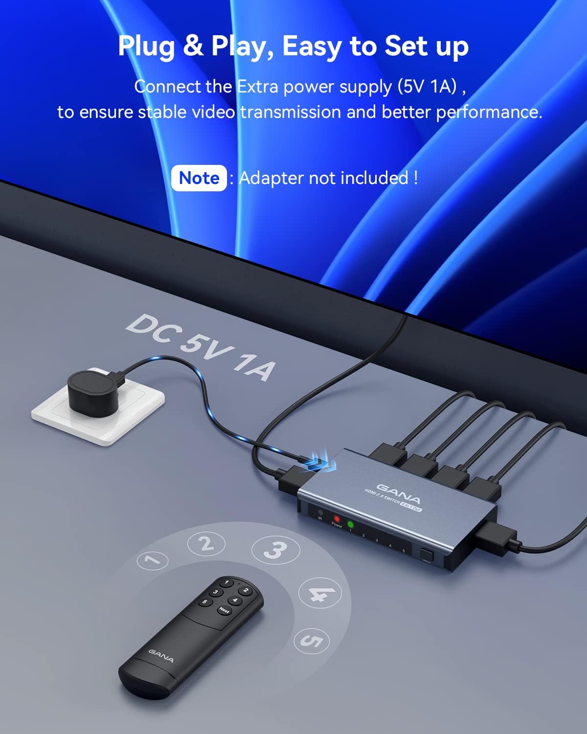 Thumbnail 5 de GANA 5-in-1 HDMI Switch 4K@60Hz for PS5/4