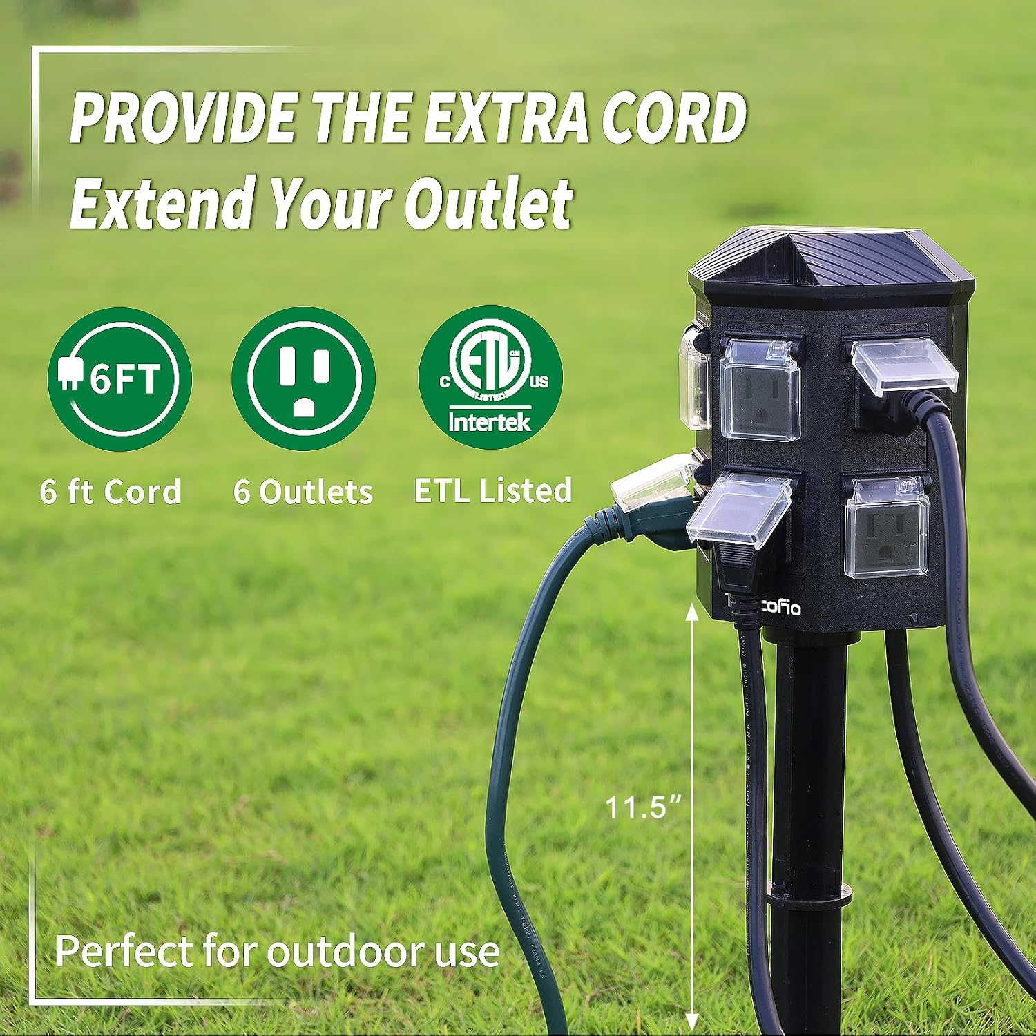 Detalle de Tiffcofio 28011 Outdoor Stake Timer, 100-ft Remote, Six Grounded Outlets