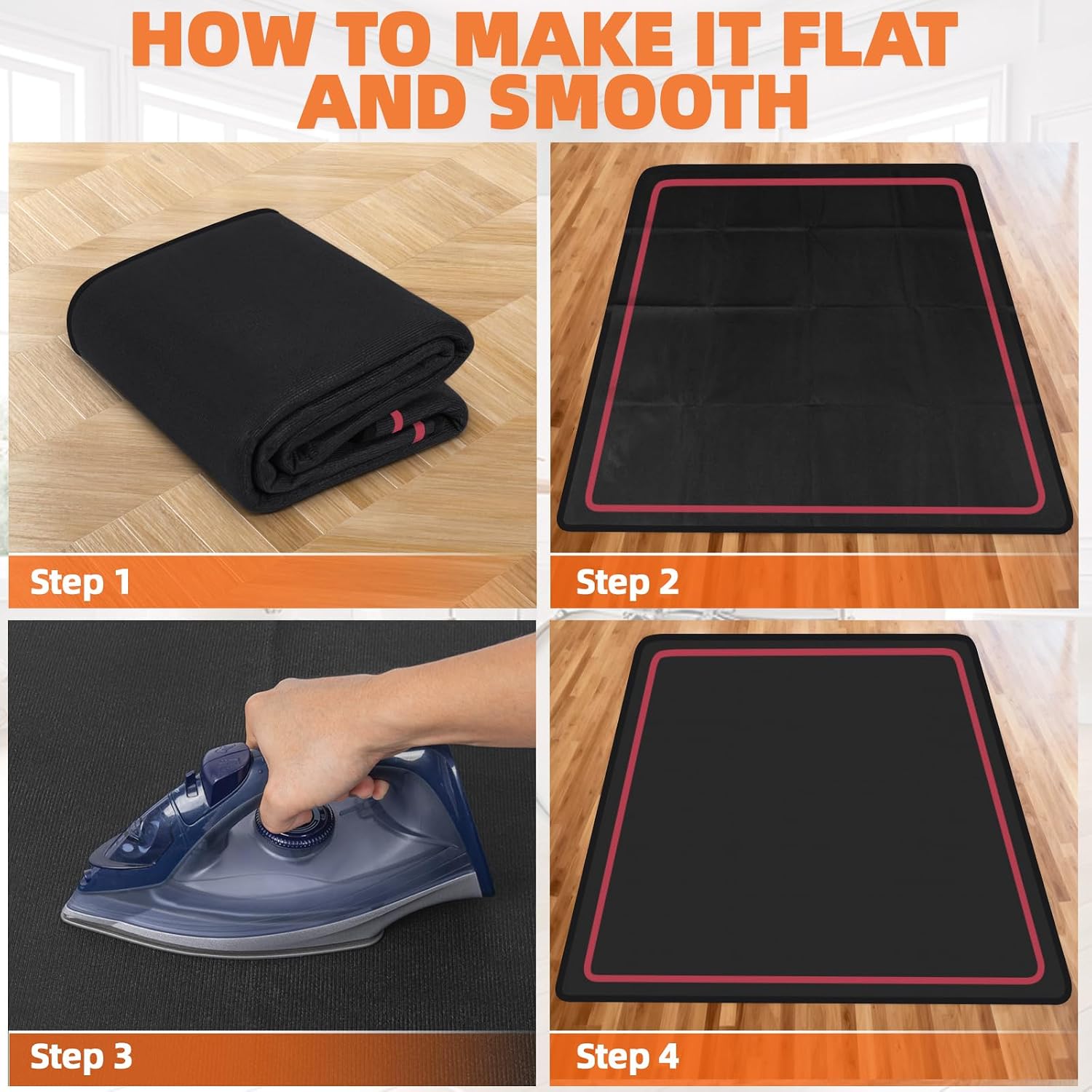 Thumbnail 4 de IBVIVIC Drum Mat, 4 x 5.3Ft, Non-Slip Rubber Backing, Red Border
