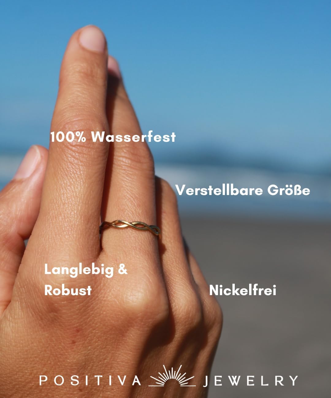 Thumbnail 1 de Infinity Ring Damen – Verstellbarer Edelstahlring in Goldfarben mit Unendlichkeitszeichen