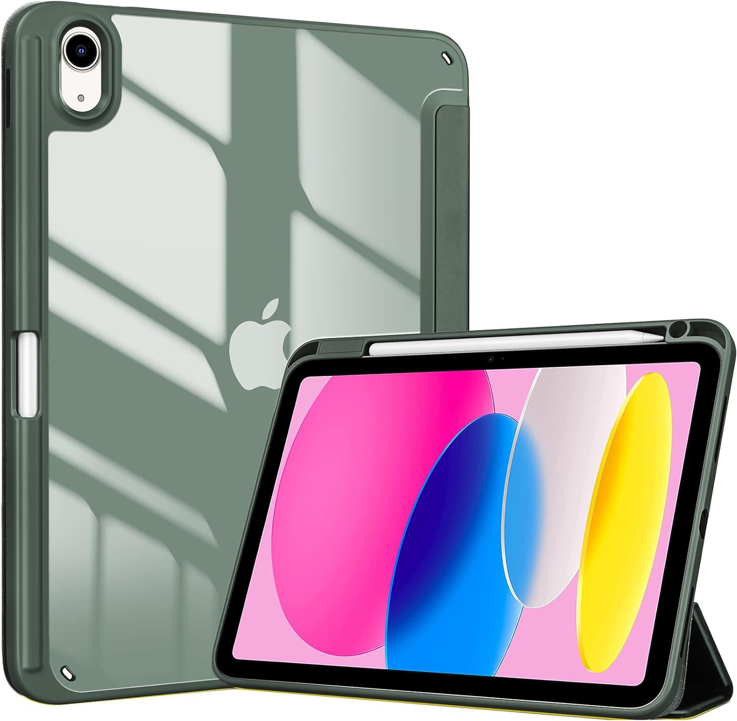 Detalle de ProCase Smart Case Hülle für iPad 10./11. Generation (A16, 2022–2025) mit Stifthalter – Olivgrün