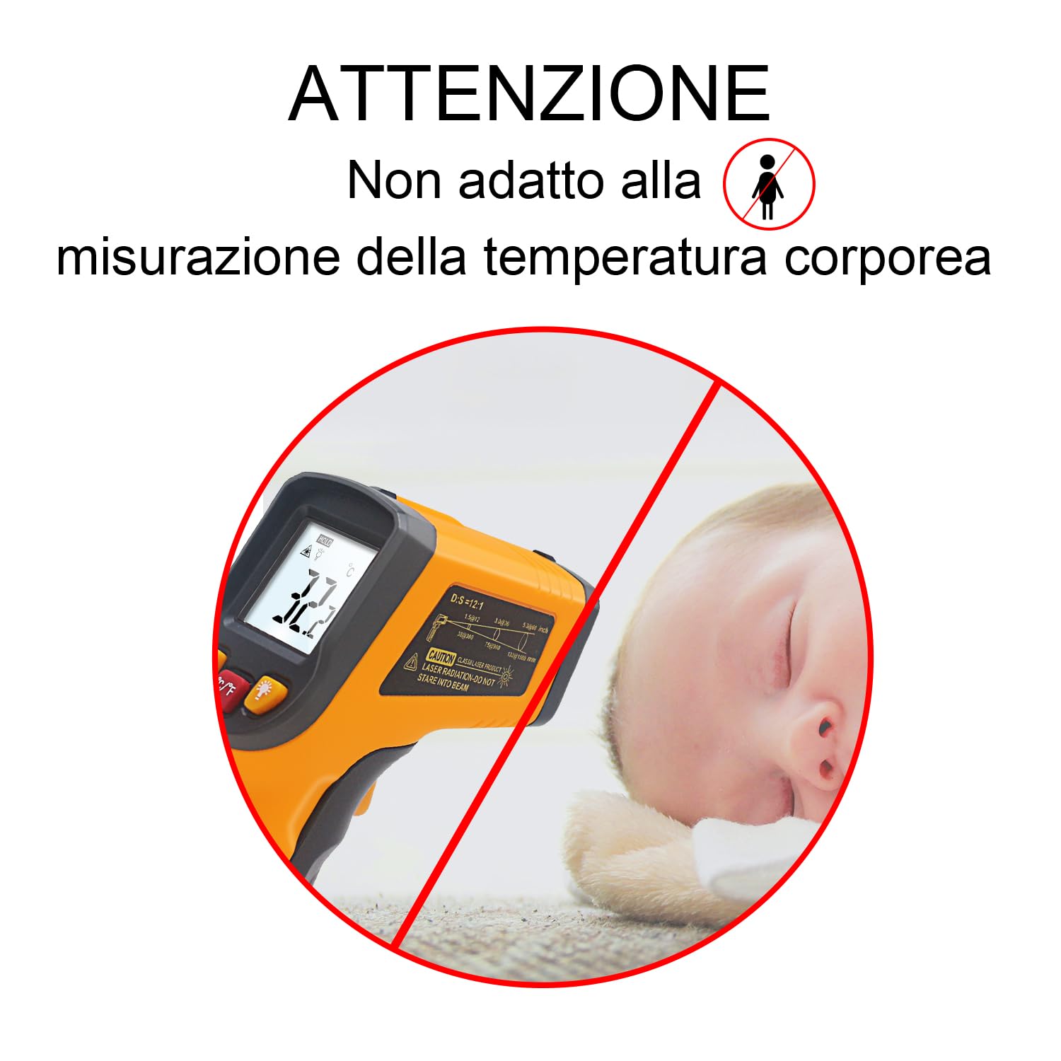 Thumbnail 5 de KETOTEK Termometro a infrarossi (pistola laser) per cucina e industria: range -50°C a 400°C