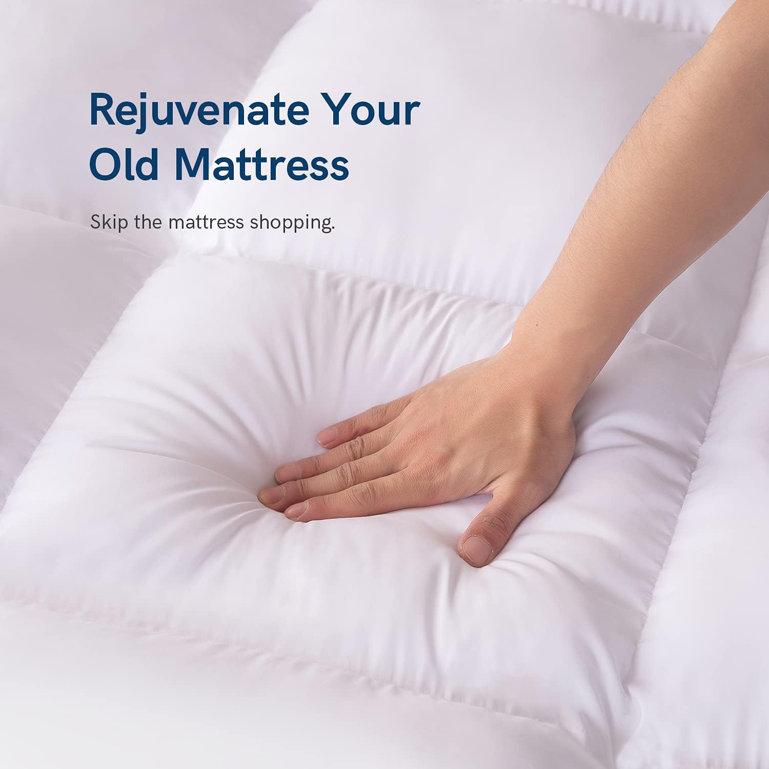 Detalle de ELEMUSE DLMT Cal King Mattress Topper, Plush Quilted Pillow Top with Deep Pocket