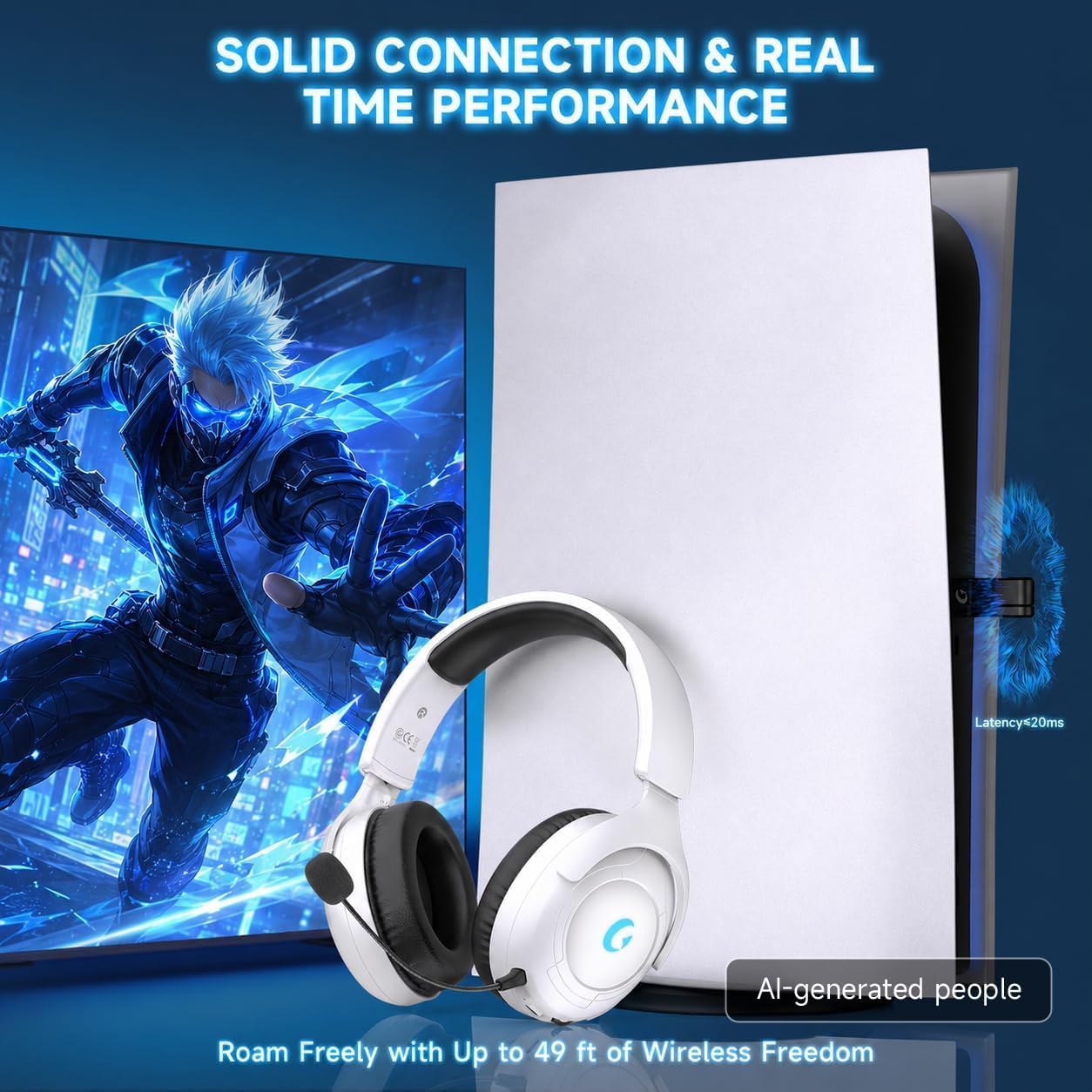 Thumbnail 4 de Wireless Gaming Headset for PC, PS5, PS4 – 4 Connection Modes, 50mm Drivers, 45h Battery