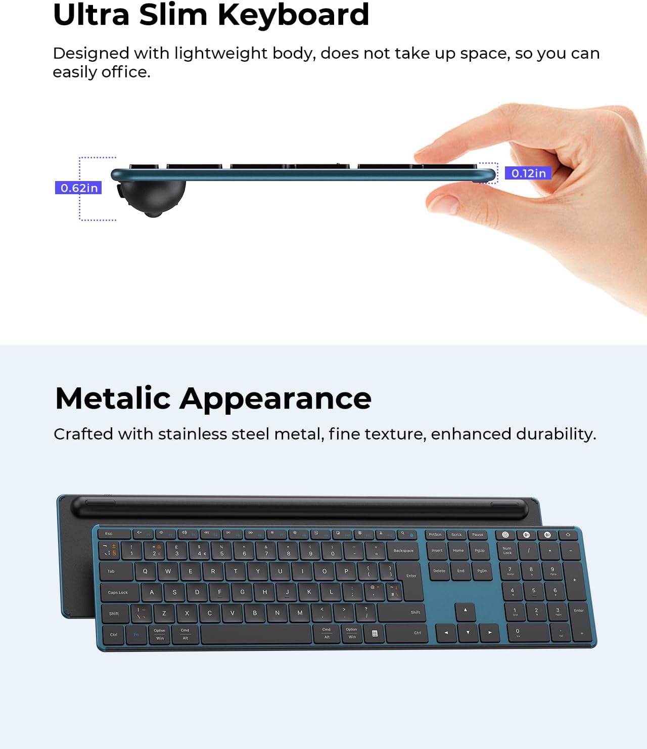Thumbnail 5 de seenda SKM64-3 Wireless Keyboard and Mouse Set: Multi‑Device, Ultra‑Slim, UK Layout