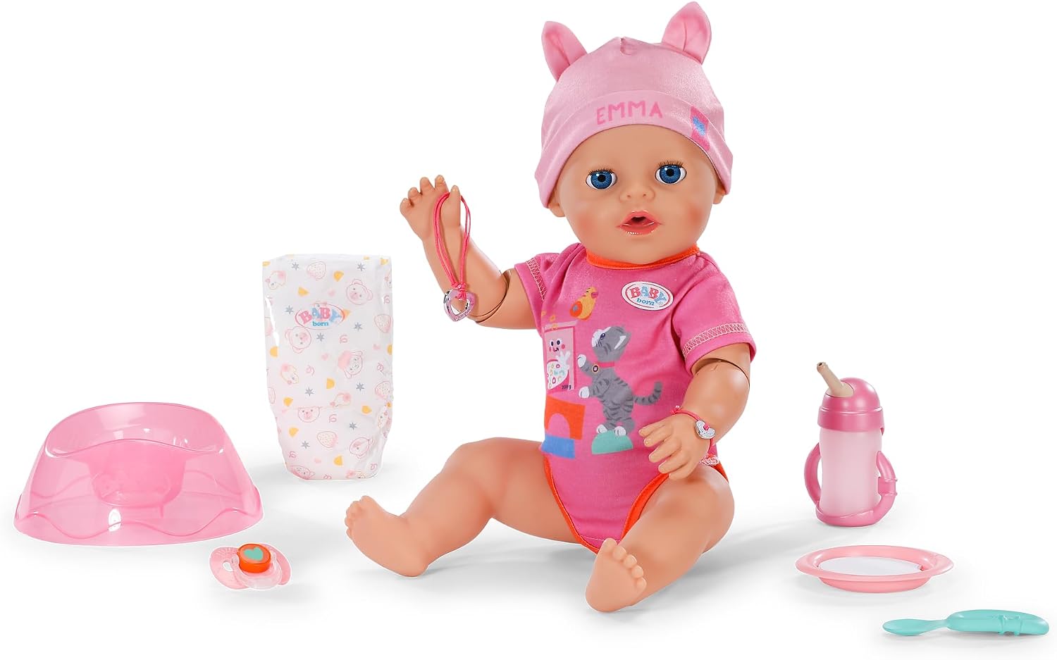 Detalle de BABY born Emma Click & Play – 43 cm docka med 10 funktioner och tillbehör