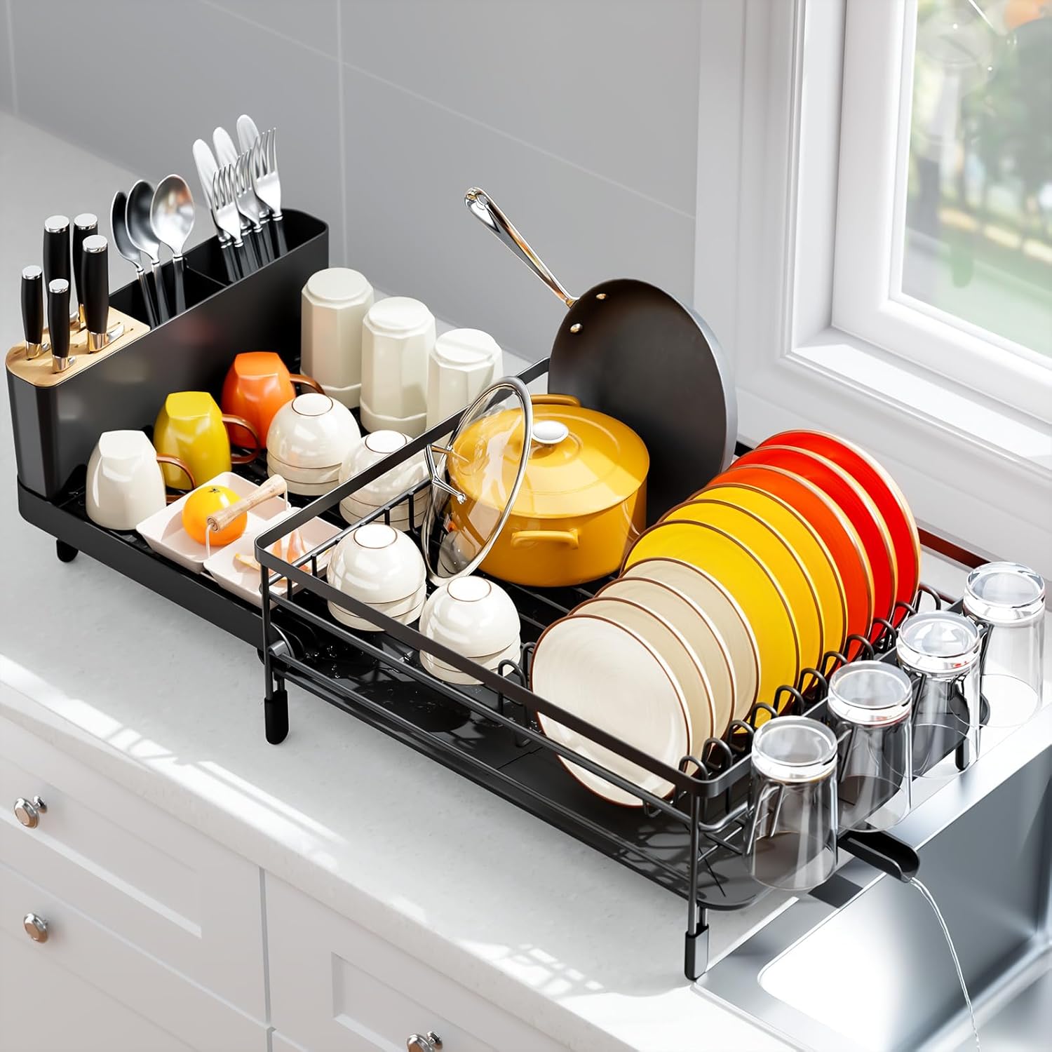 Detalle de Urackify Expandable Dish Drying Rack, 18.5–26.7 inches