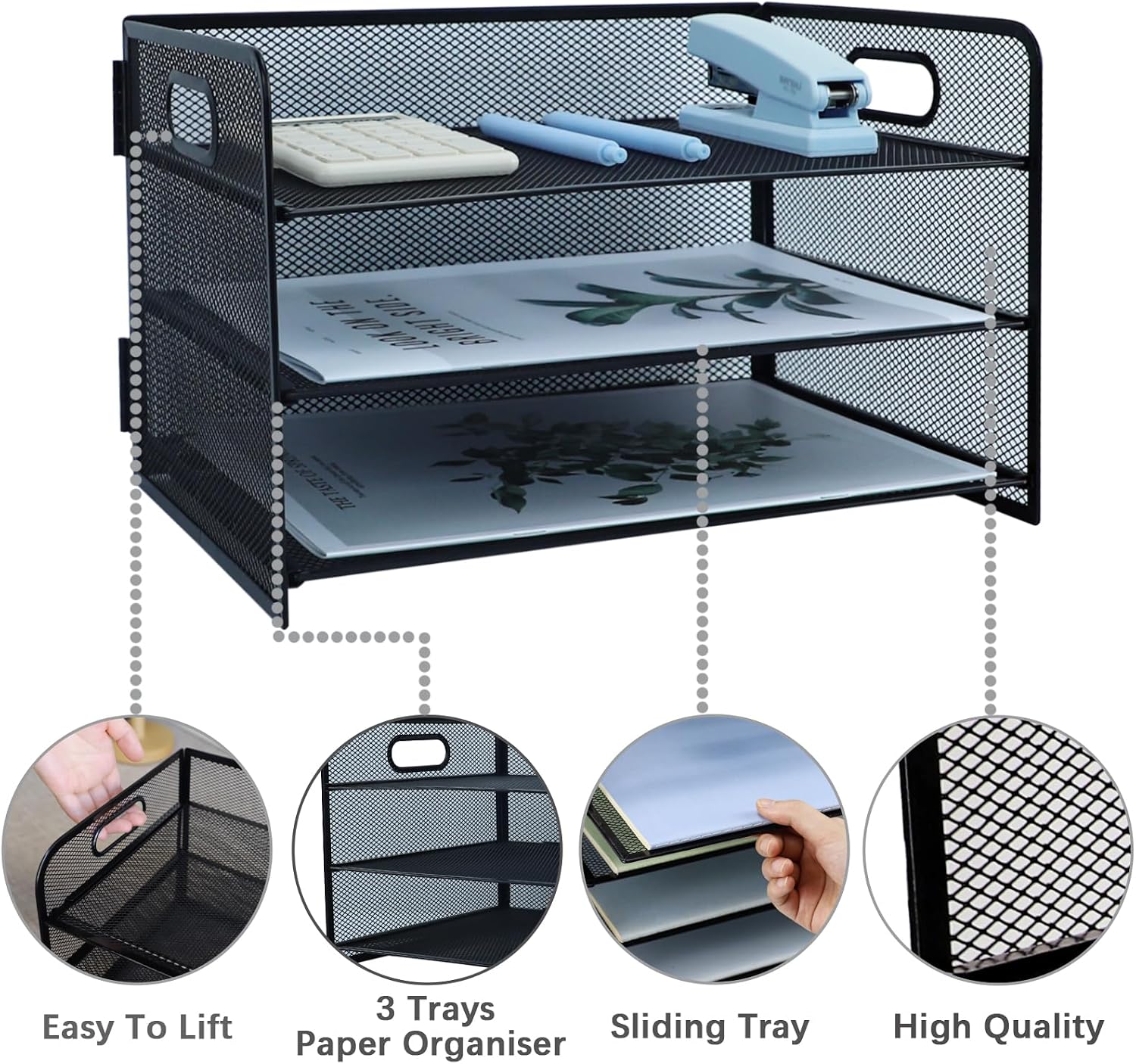 Detalle de HIHOBDAY 3 Tier Paper Organiser 32.5cm