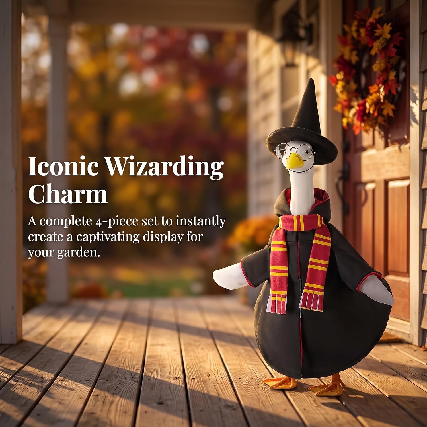 Thumbnail 6 de YIREG 4-Piece Porch Goose Wizard Costume for 23-Inch Goose Statues