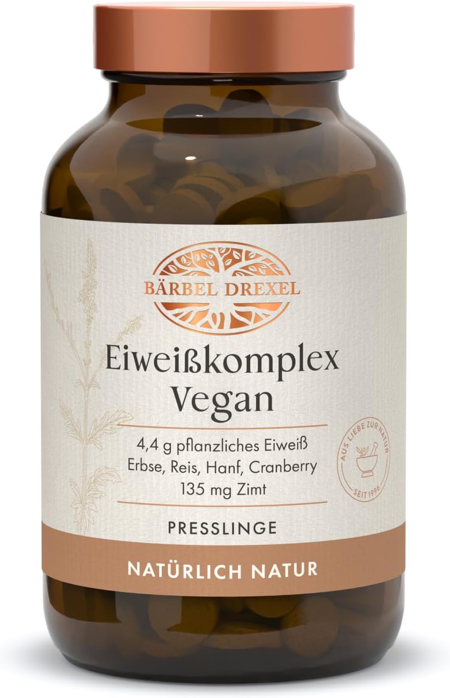 Detalle de Eiweißkomplex Vegan I – Pflanzliches Eiweißpulver Tabletten (344 Stk) von BÄRBEL DREXEL®