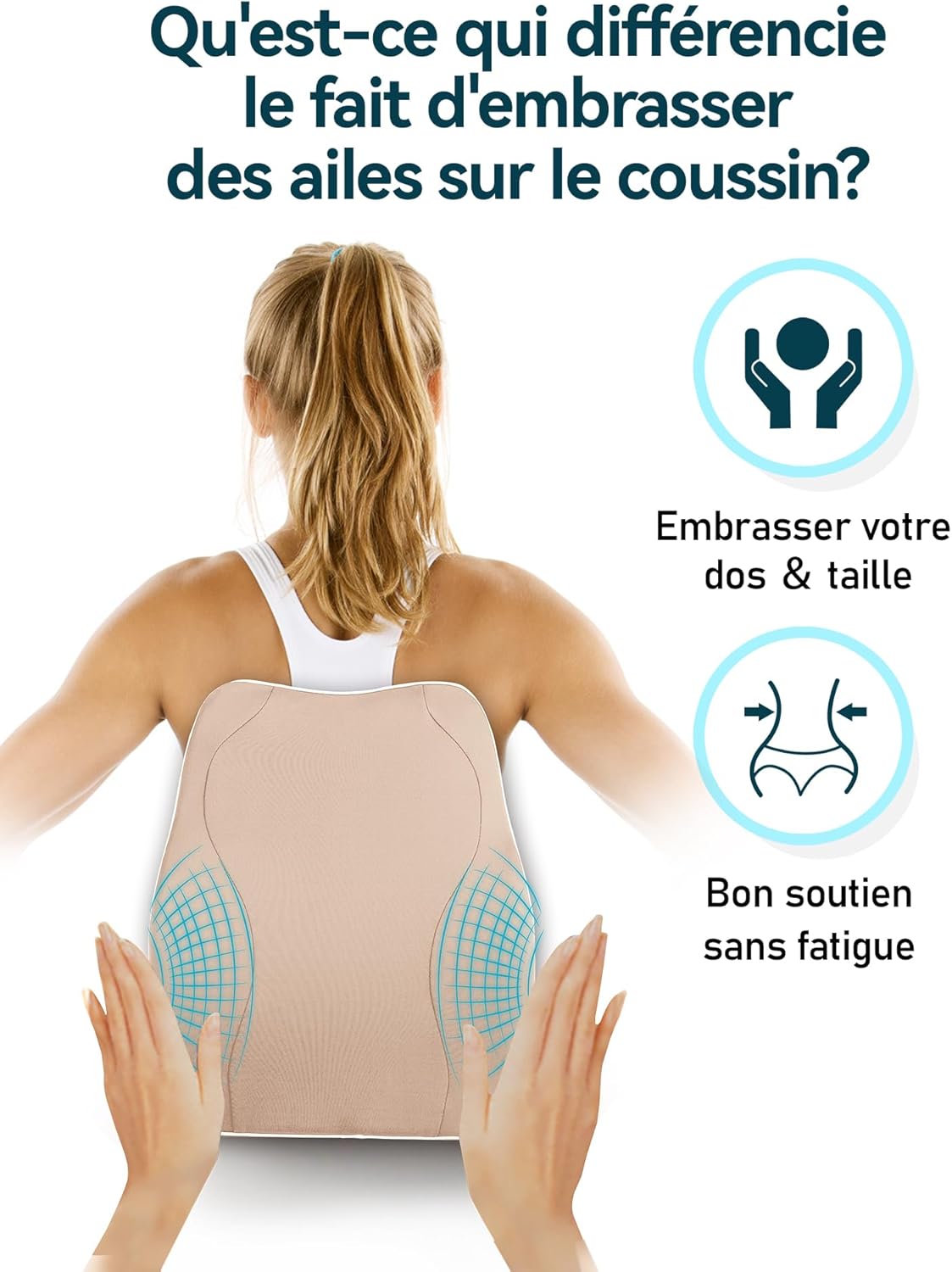 Thumbnail 1 de Travel Ease Coussin de Soutien Lombaire Ergonomique – Mousse à mémoire pour siège de voiture et bureau, dossier beige