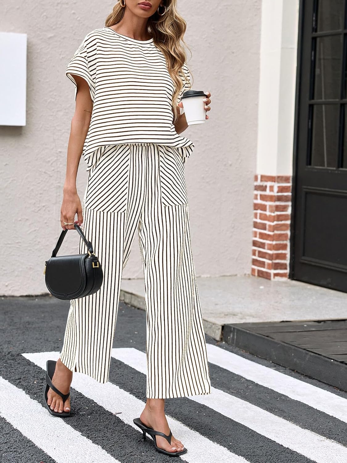 Thumbnail 1 de Tankaneo Women's Striped 2 Piece Lounge Set with Pockets