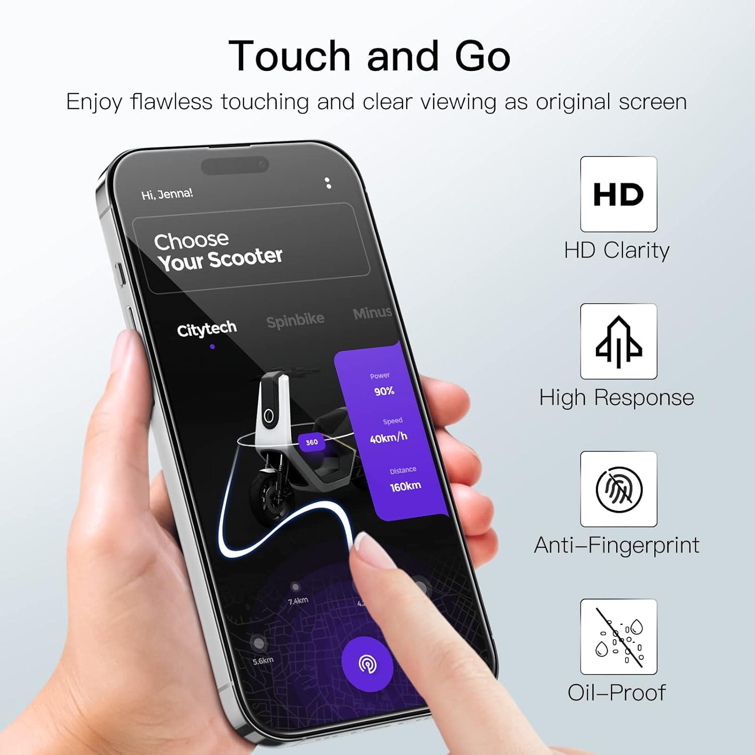 Thumbnail 5 de JETech Full Coverage Tempered Glass Screen Protector for iPhone 14 Pro (6.1-inch) – 9H, Case-Friendly, 3-Pack