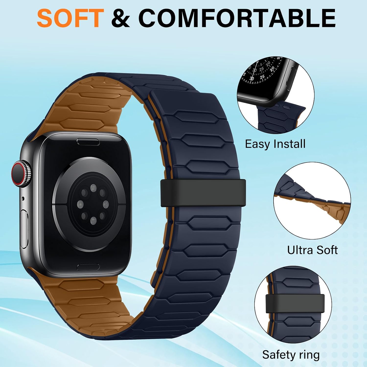 Detalle de Sixmoat Magnetic Band for Apple Watch (42mm/41mm/40mm/38mm) Indigo-Brown