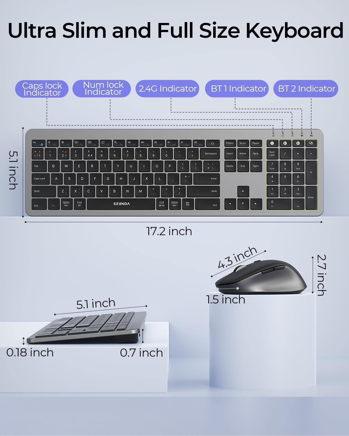 Thumbnail 3 de Seenda COE300 Wireless keyboard set for Windows