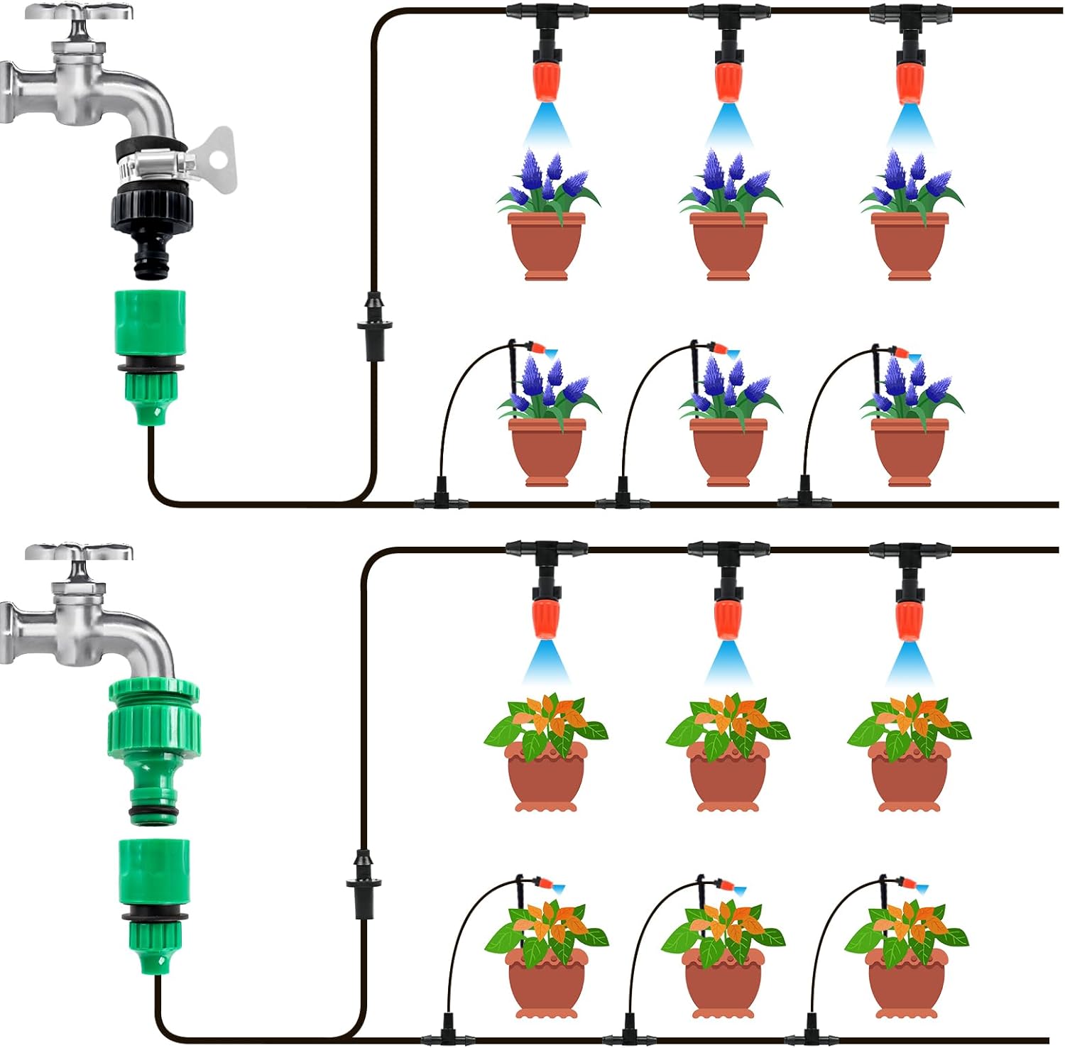 Thumbnail 1 de MIXC 15M Drip Irrigation System Kit — Easy Setup, Water-Saving Auto-Option with Adjustable Sprinklers