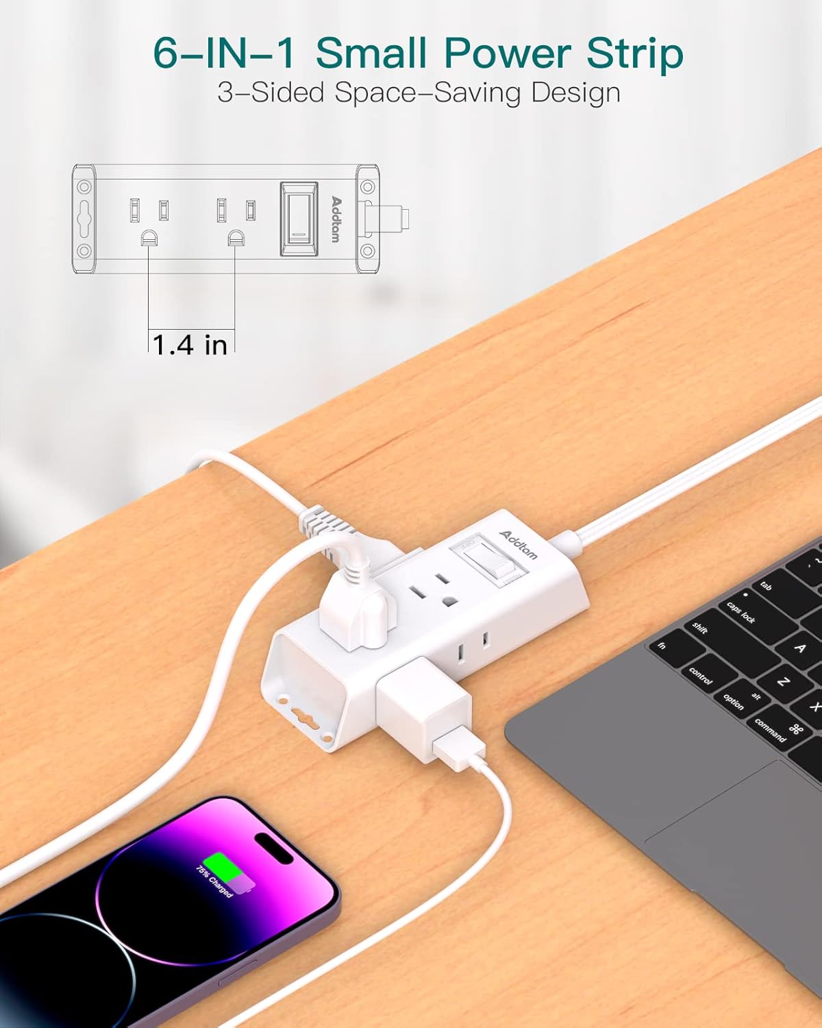 Thumbnail 2 de Addtam Cruise Essentials 5 ft Power Strip 🔌