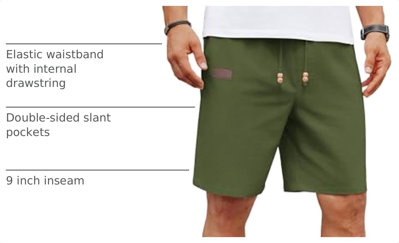 Detalle 2 de COOFANDY Men's Linen Shorts, 9-Inch Inseam