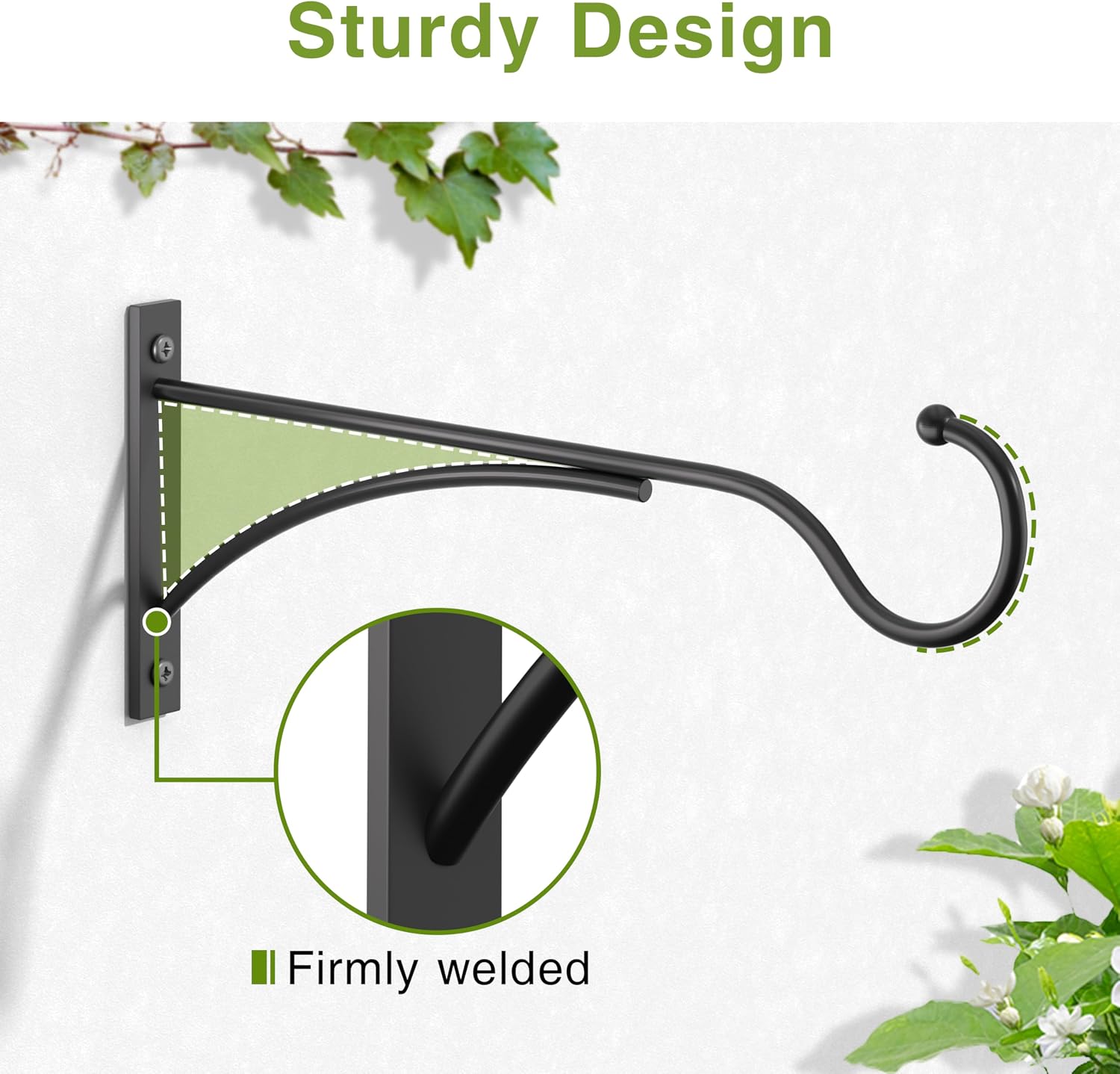 Thumbnail 6 de Saffruff 2 Pack 28cm Hanging Basket Brackets Outdoor for Walls, Fences, and More