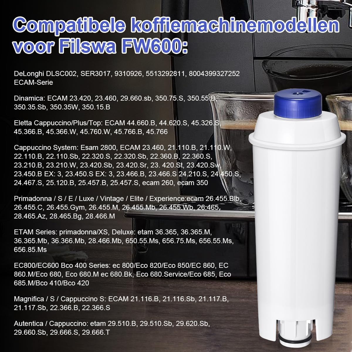 Thumbnail 6 de FILSWA FW600 waterfilters voor De’Longhi, set van 6 voor ECAM en Magnifica