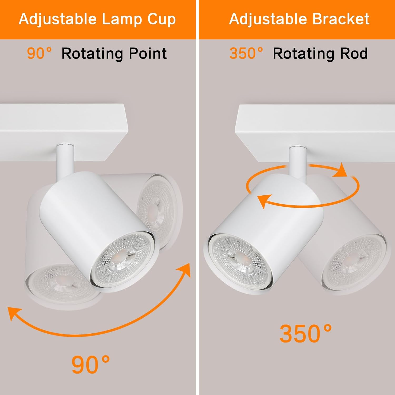 Detalle de Ketom LED Deckenstrahler in Weiß (GU10) – 6-flammig schwenkbar für Küche & Wohnzimmer, ohne Leuchtmittel