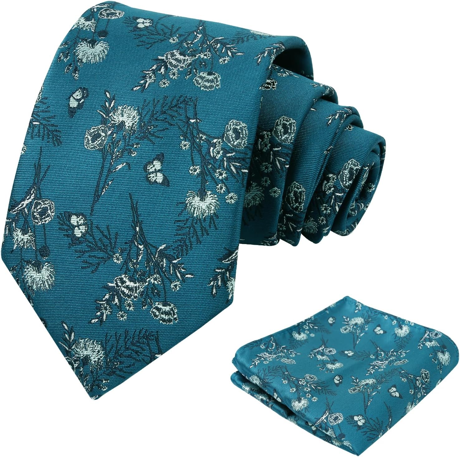 Thumbnail 6 de Alizeal Floral Patterned Necktie with Pocket Square Set – 1 Tie + 1 Pocket Square
