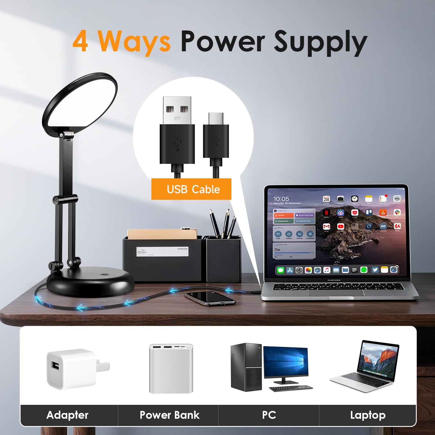Thumbnail 4 de One Fire Wireless Table Lamp with 3600 mAh Rechargeable LED (10 Brightness Levels)