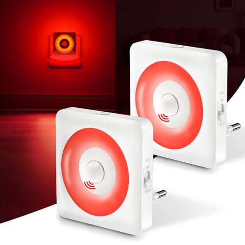 Detalle de Swoieltr: 2 Piezas Luz Nocturna Infantil con Sensor de Movimiento Roja Relajante