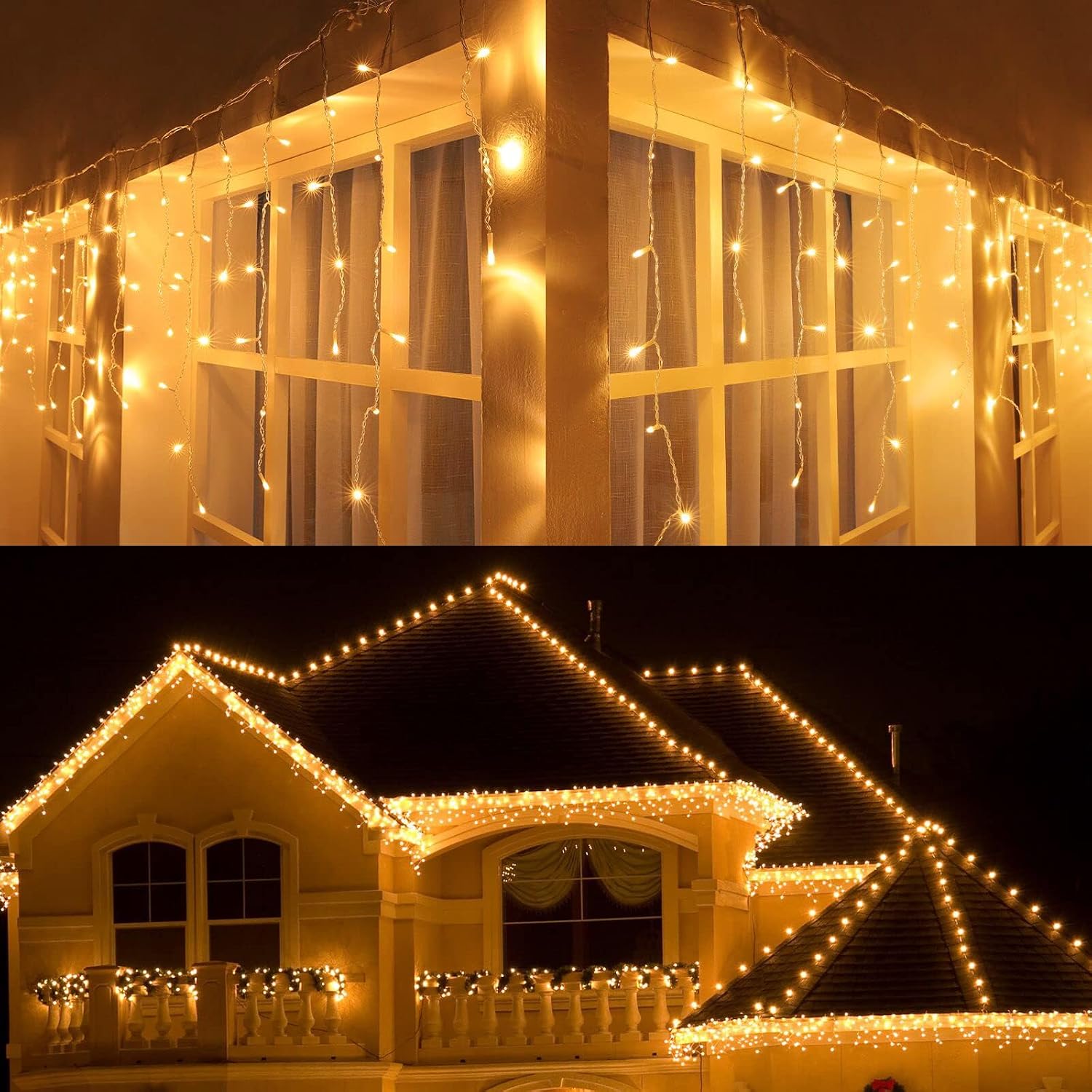 Detalle 2 de Joomer SSL0200-I-24V Christmas Icicle Lights, 33 ft Warm White, 50 Drops