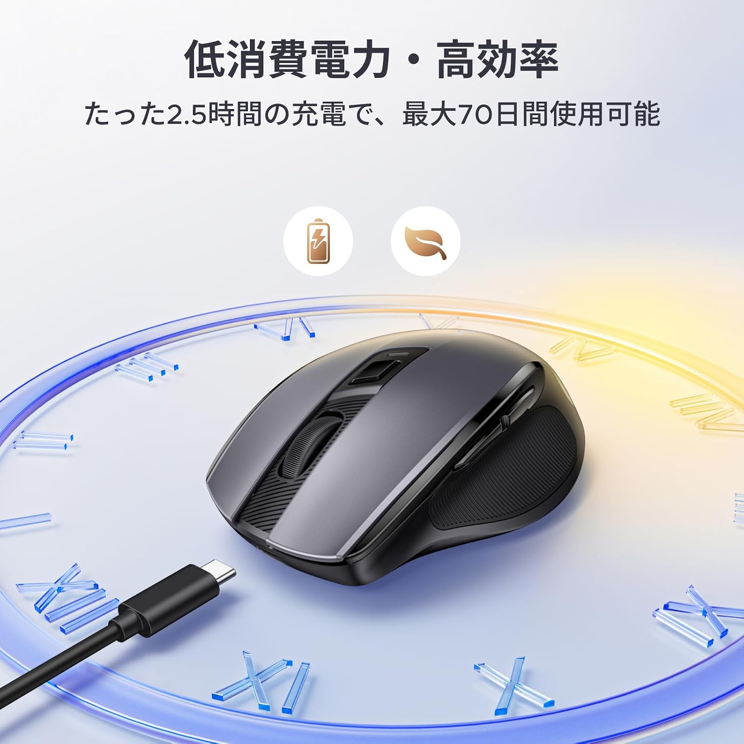 Thumbnail 2 de UGREEN ワイヤレスマウス 静音クリック、Bluetooth 5.4・2.4GHz対応、USB-C充電、最大4000DPI