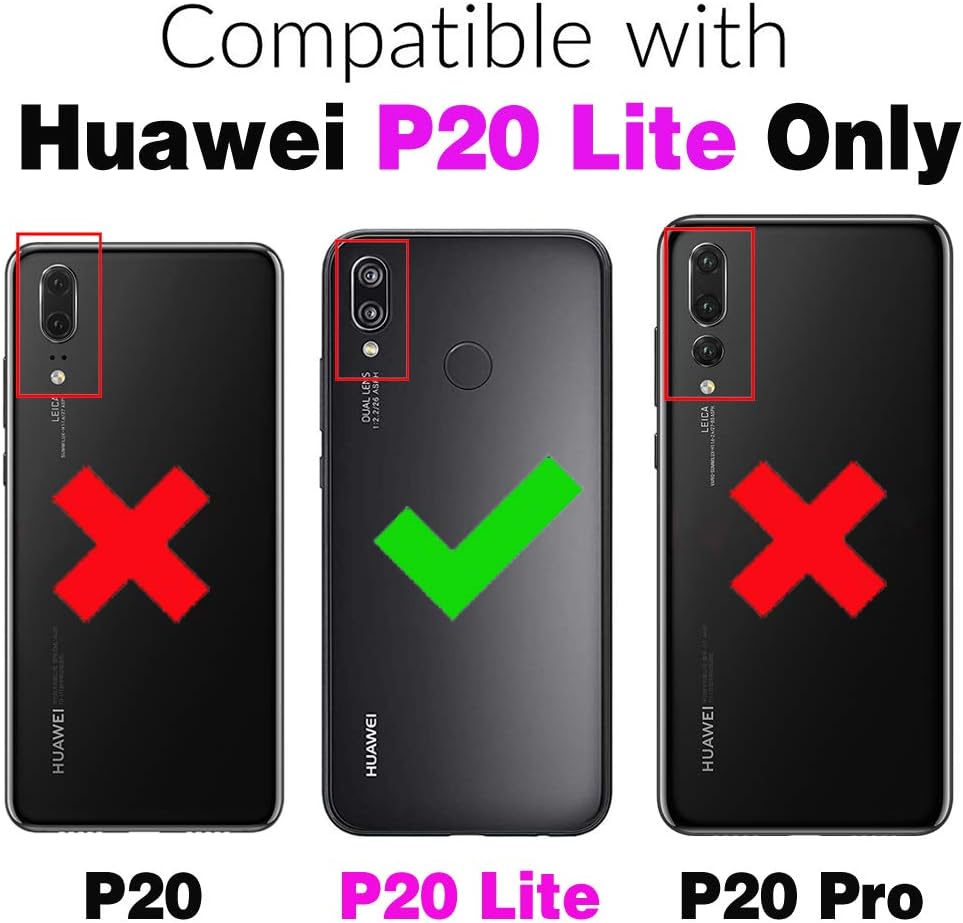Thumbnail 1 de Asuwish Hülle für Huawei P20 Lite / Nova 3E — Leder Klappenwallet mit Standfunktion, rosa