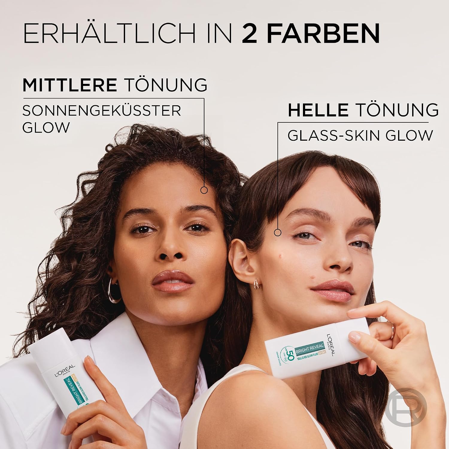 Detalle de L’Oréal Tägliches Getöntes UV Glow-Fluid LSF 50 mit Niacinamid + Glow-Pigmenten, Farbe Hell (Bright Reveal) – 50 ml
