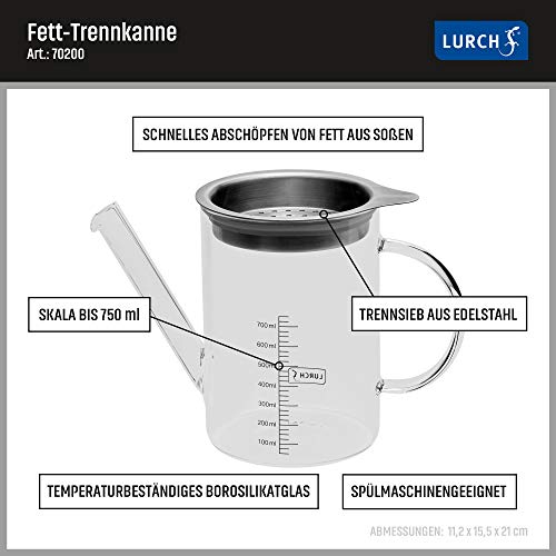 Detalle 2 de Lurch 70200 carafe séparatrice de graisse 0,75 l ⚙