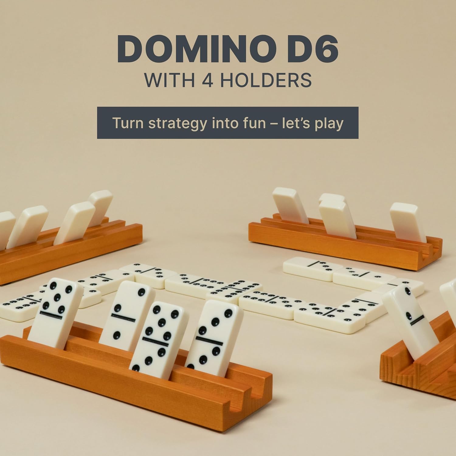 Detalle de Queensell Double Six Dominoes Set for Adults with 4 Racks and Travel Case (28 Tiles)