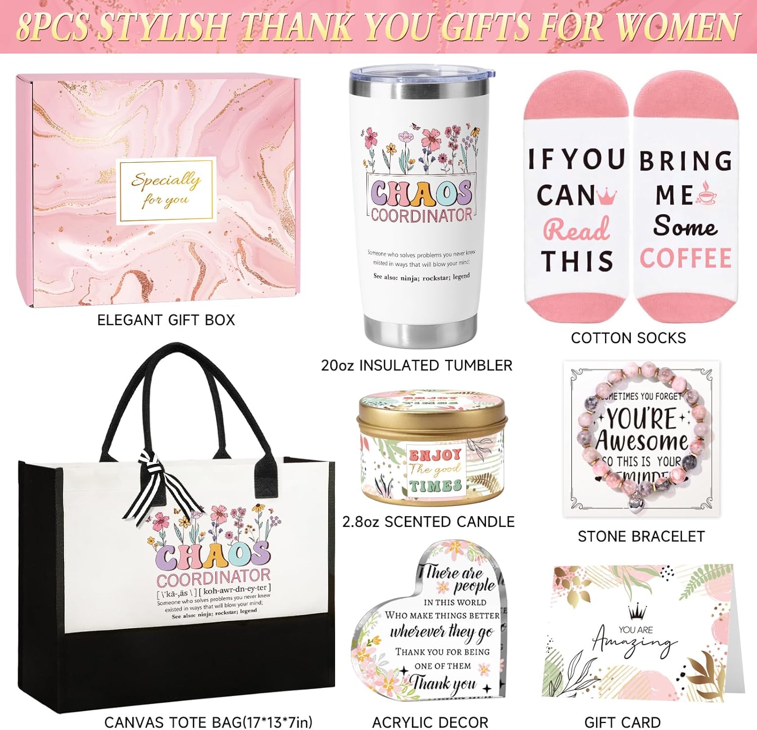Thumbnail 2 de Giftissimo Thank You Gifts for Women: Teacher Appreciation & Birthday Gift Set with Tumbler, Tote, and More