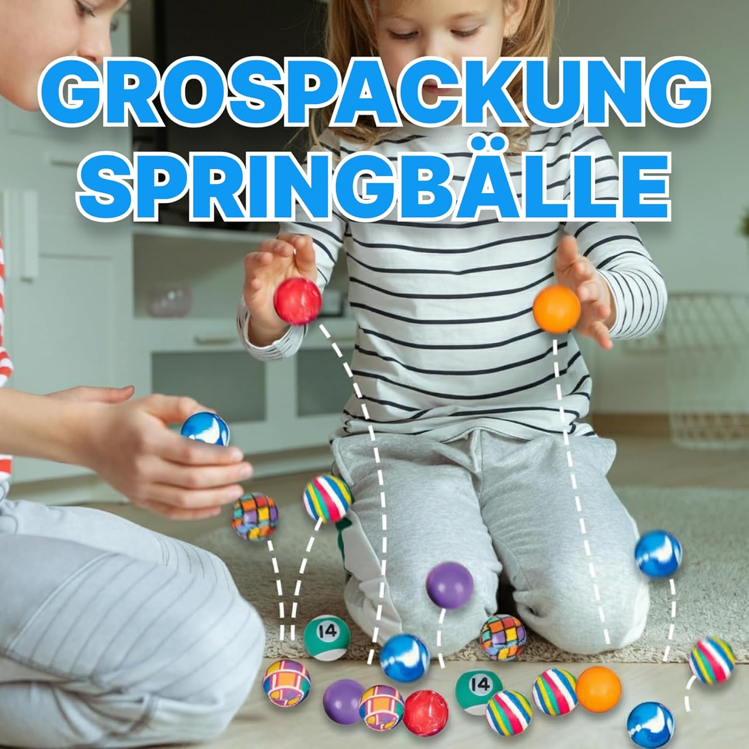 Detalle de Bedwina Springbälle im Großpack – 250er-Pack (27 mm) Hi Bounce Sortiment