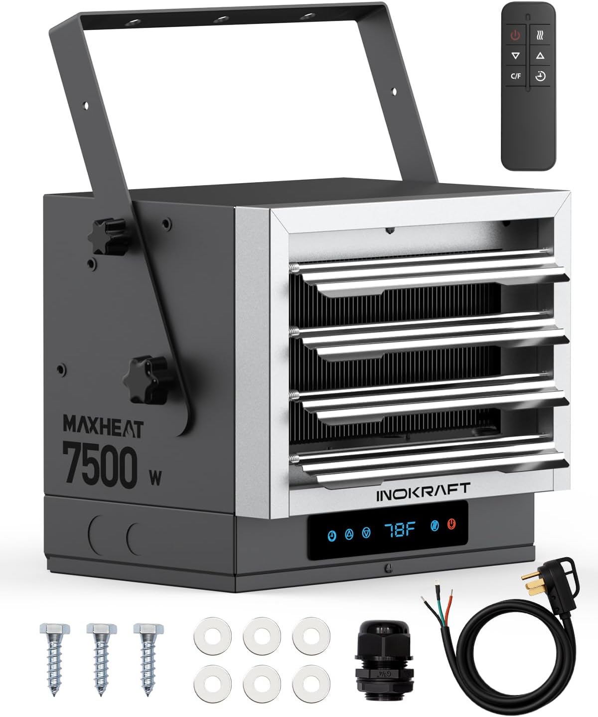 Detalle de InoKraft IK05088001 7,500W Electric Garage Heater, 240V, NEMA 14-50P