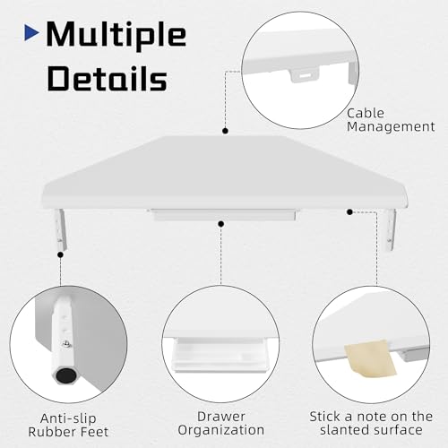 Detalle de ETHU Triangle Corner Monitor Stand Riser with Drawer, White