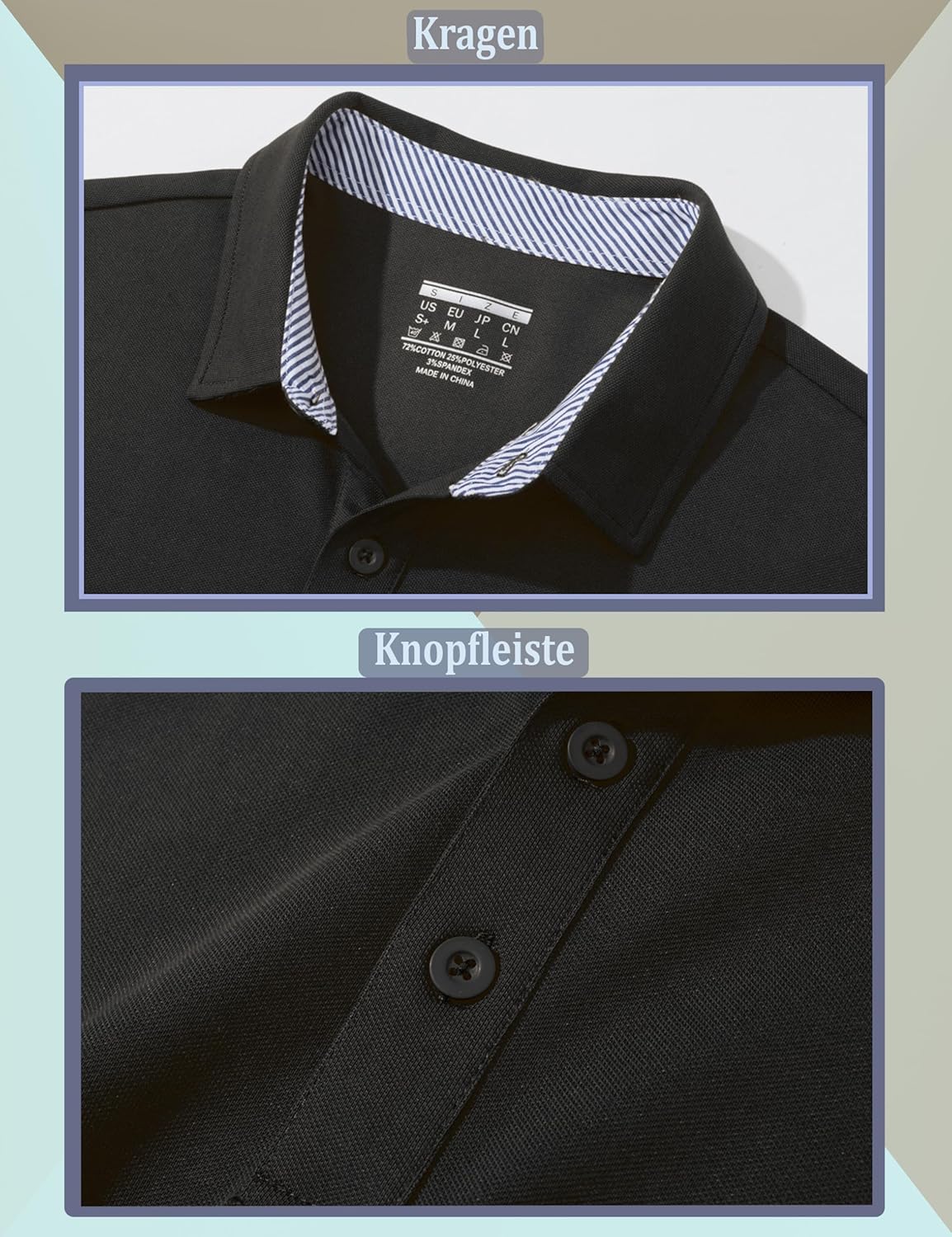 Thumbnail 5 de TACVASEN Herren Polohemd Kurzarm – atmungsaktives Baumwoll-Poloshirt mit Knopfleiste